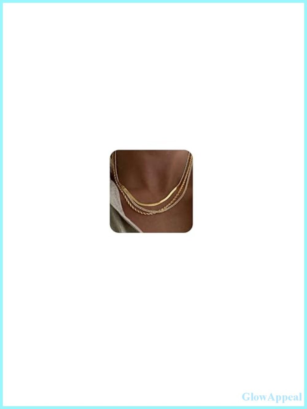 14K Gold Plated Herringbone Snake Chain Choker Necklace Set